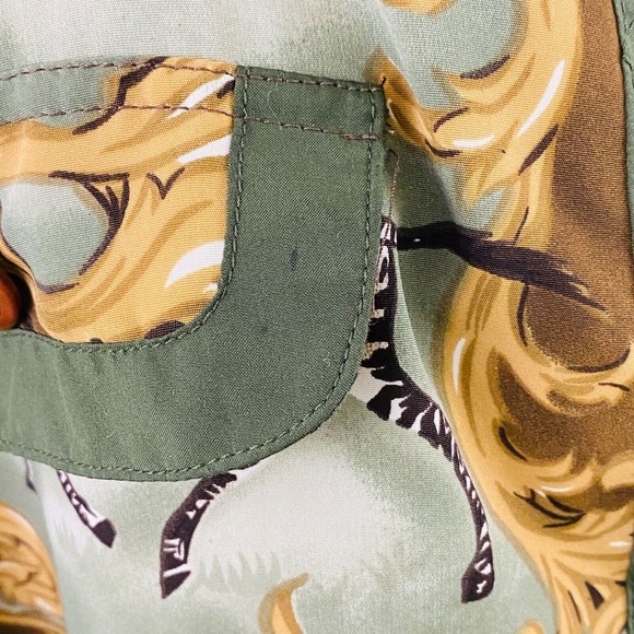 Vintage Womens L Mureli Windbreaker Jacket Zebra Green Zip Off Sleeves Vest - Picture 10 of 12